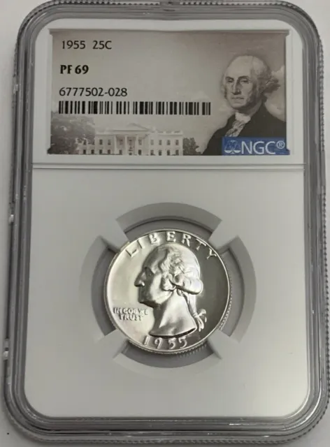 1955 NGC PF69 90% SILVER PROOF WASHINGTON QUARTER GREAT EYE APPEAL 25c PORTRAIT