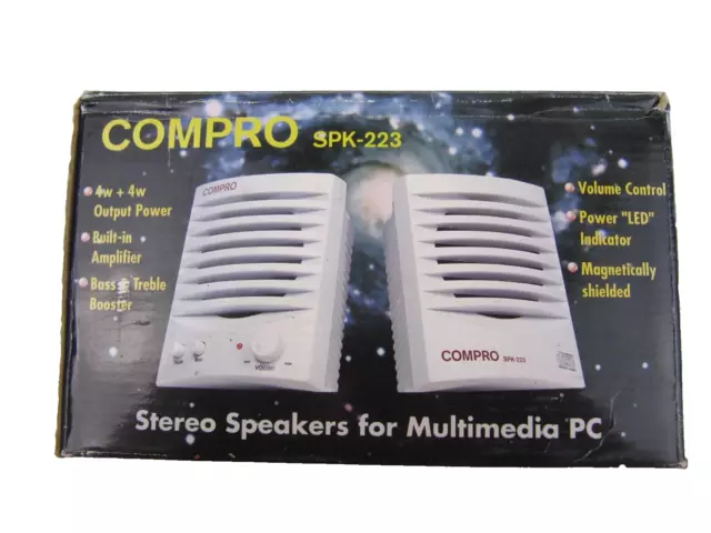 Compro Speakers Pc Powered Stereo Mac 3.5Mm Spk-223 Beige System Laptop Notebook