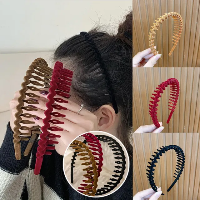 Women Non-Slip Velvet Hair Comb Hairband Headband Hair Hoop With Teeth Headwear