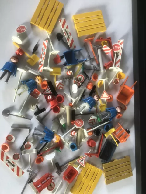 Playmobil System klicky vintage Lot chantier et panneaux routiers