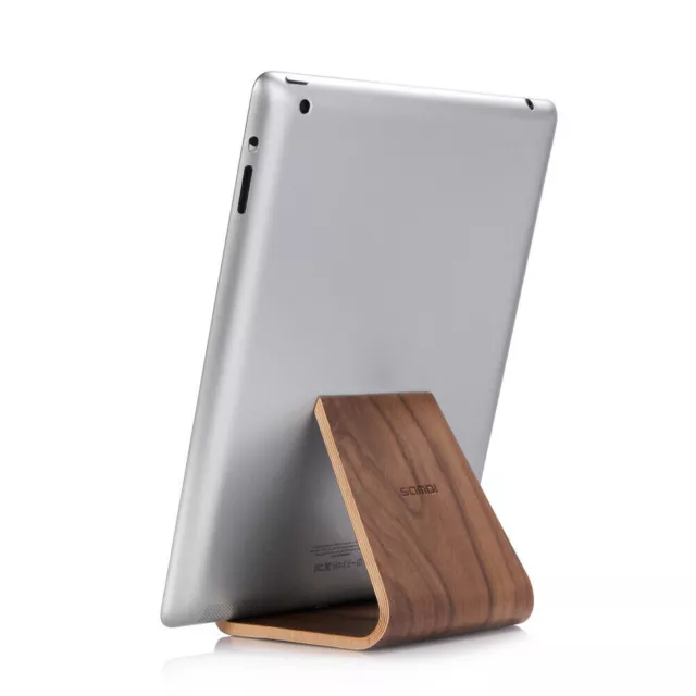 Samdi Walnut Wooden Phone Tablet Stand Holder Dock Station Cradle Anti-skid NEW 3