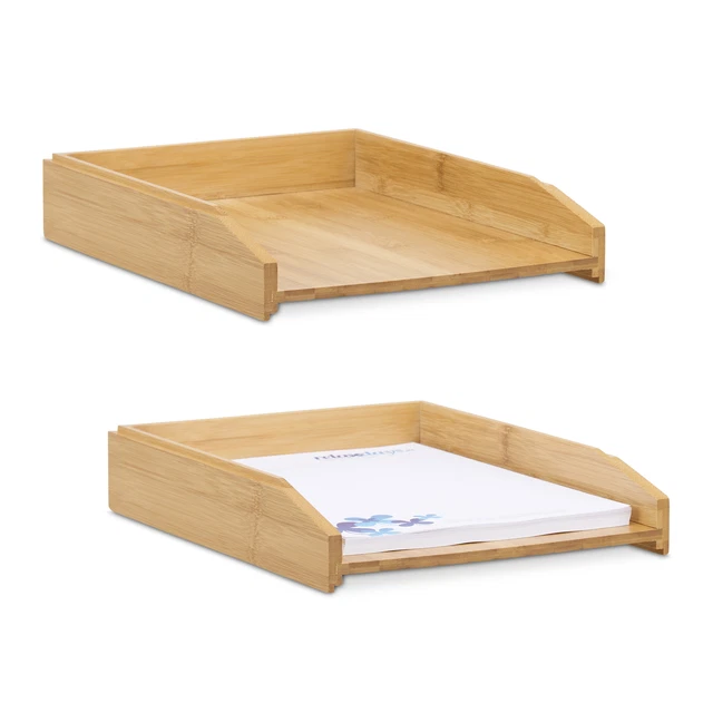 2 Porte-documents Empilables A4 En Métal Or Rose - Organisateur De Bureau, Maison, école - Dimensions 30x24,5x5,8 Cm