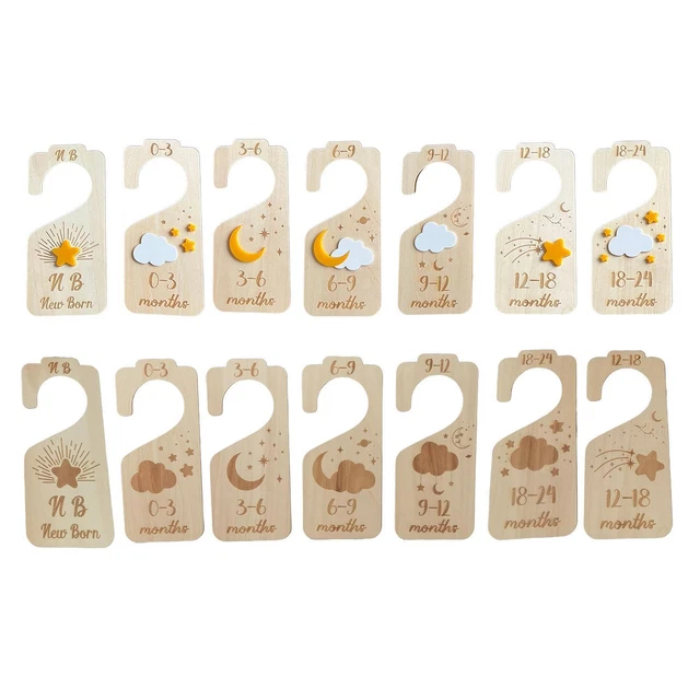 7 Pieces Baby Closet Organizers Wooden Hanger Dividers for Bedroom Mom Gifts