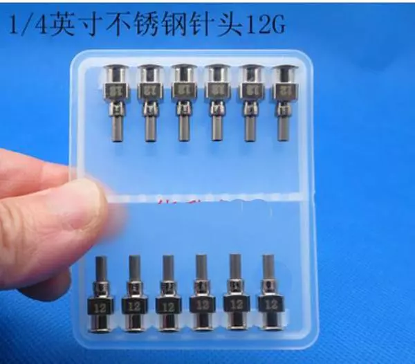 12Pcs 1/4" 12Ga Blunt end Stainless Steel Glue Dispensing Tips gluing machine