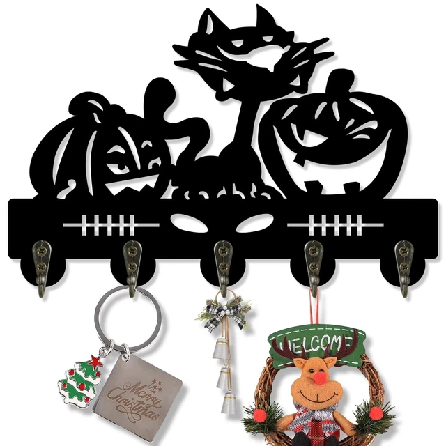 YOGENES Key Holder for Wall Decorative with 5 Key Hooks, Wall Mounted Key Han...