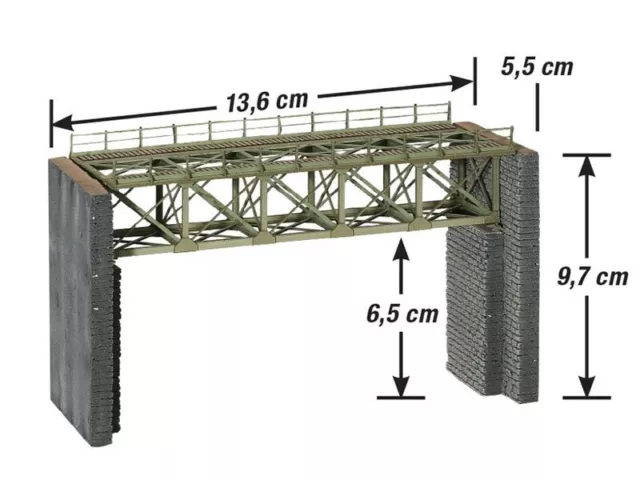 NOCH 67038 Stahl-Brücke mit Brückenköpfen Spur H0e, H0m