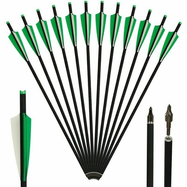 12pc 16'' Carbon Crossbow Bolts Hunting Arrows OD 8.8mm 125Gr Arrowheads Archery
