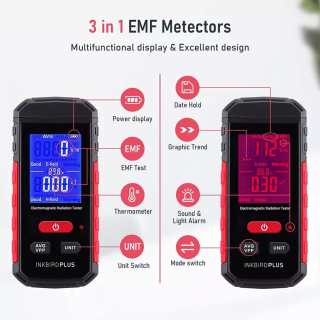 EMF Meter Electromagnetic Field Radiation Detector Handheld Ghost Hunting Tester 3