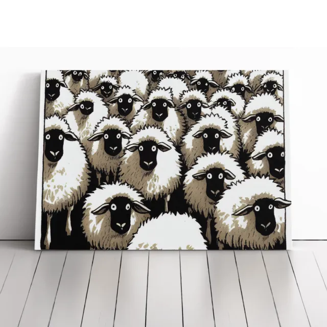 Curious Sheep Canvas Wall Art Print Framed Picture Decor Living Room Bedroom