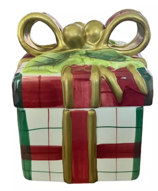 Fitz and Floyd Essentials Ceramic Red Plaid Christmas Gift Trinket Box 2063/128