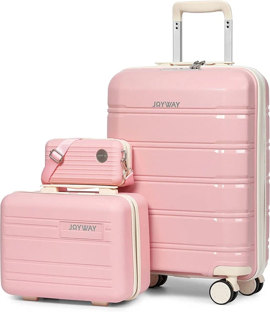 20" Carry-On Suitcases & 14" Cosmetic Bag & 7" Small Bag, Lightweight Polypropyl