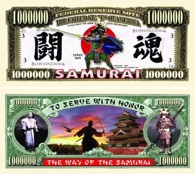 Pack of 25 - Samurai One Million Dollar Bill Novelty Collectible