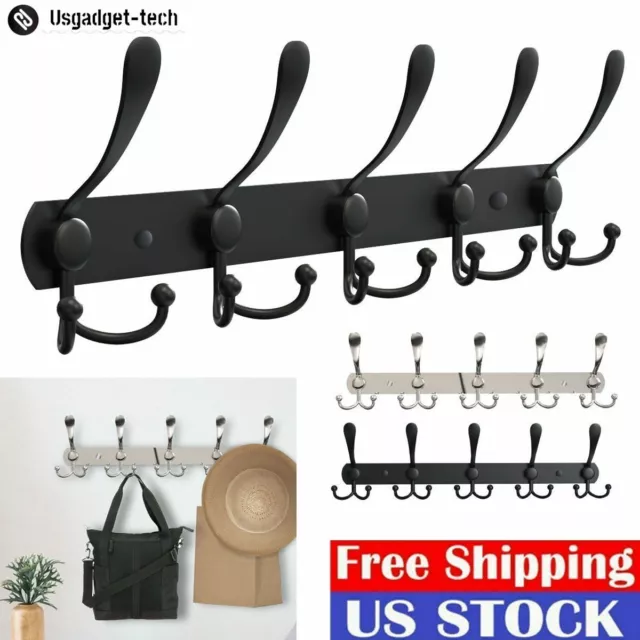 15 Hooks Wall Mount Key Bag Towel Rack Hanger Holder Coat Robe Hat Clothes Rack