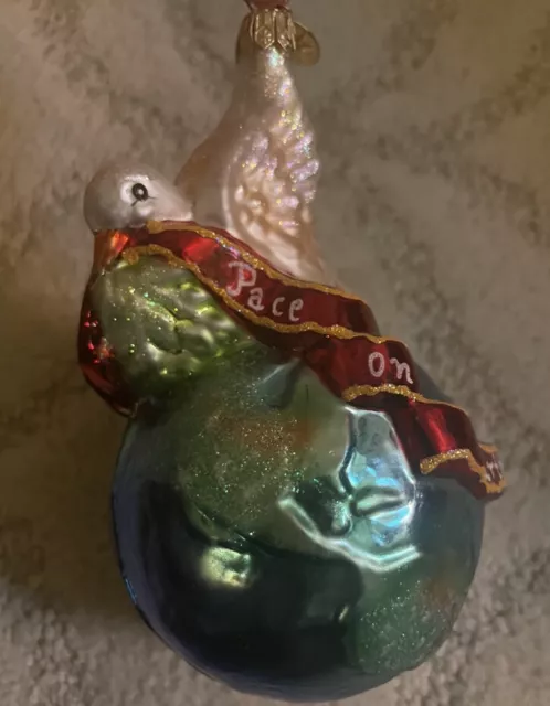 Radko Peace On Earth Dove On A Globe Christmas Ornament Wings Of Peace