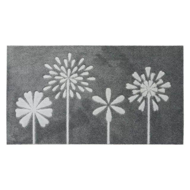 SOLEMATE® Hand Carved Flower Door Mat, Grey