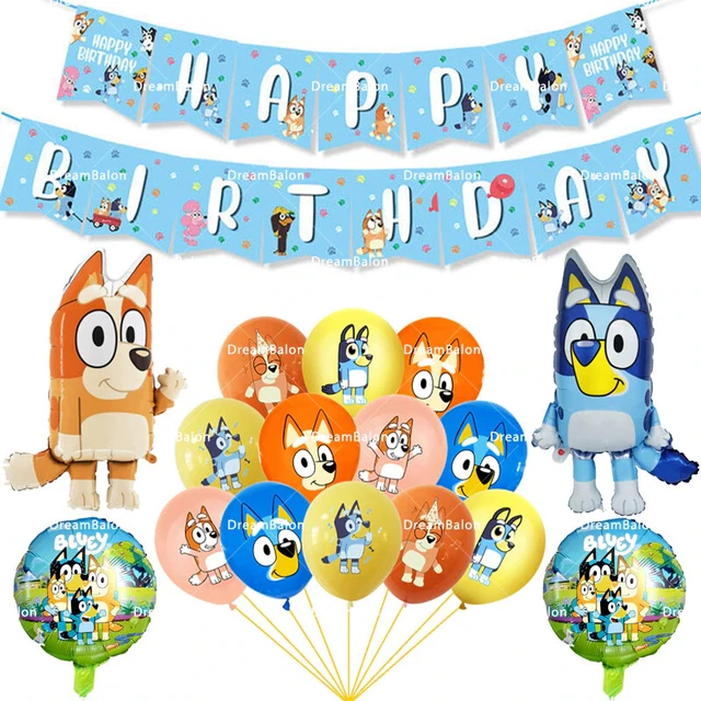 BINGO BLUEY BIRTHDAY Banner Latex Foil Shaped Balloons Kids Themed ...