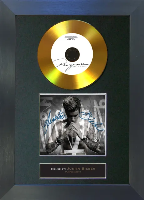 JUSTIN BIEBER Purpose Mounted Signed Autograph GOLD CD Print A4 #86 2