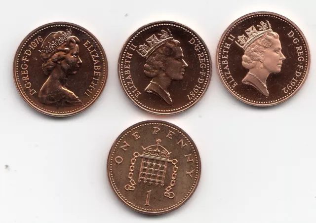 UK PROOF One Pence Coins 1p 1971 to 1999 - Choose your Year