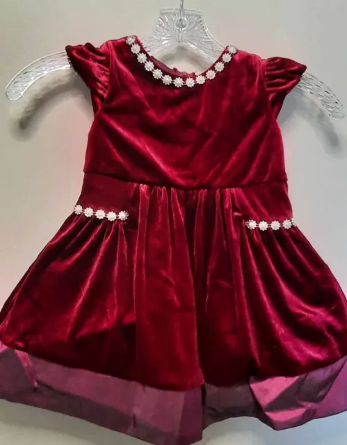 RARE EDITIONS Girls holiday Easter DRESS Size 2T 2 RED VELVET