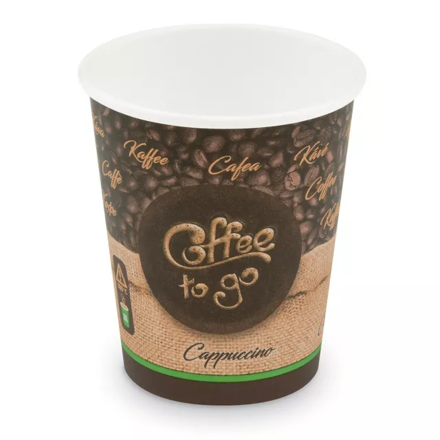 Coffee to go - Kaffeebecher - Heißgetränke - Pappbecher 0,2 Ltr.100 - 1000 Stück