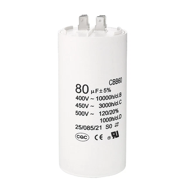 Condensateur CBB60 40 µF 450V AC - Pour Moteur Ventilateur, Pompe, Démarrage, Dimensions 94x45mm