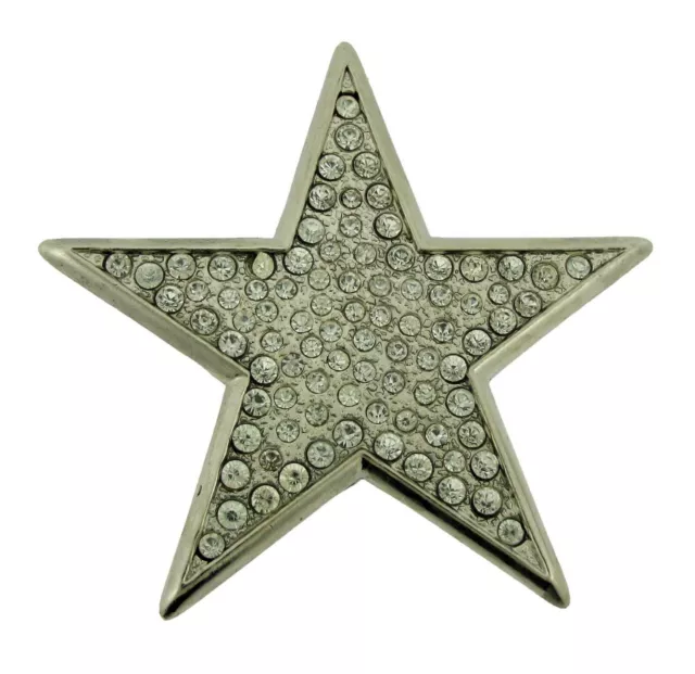 New Women Silver Star Belt Buckle Blinged Out Hip Rock Punk Men Tattoo Style