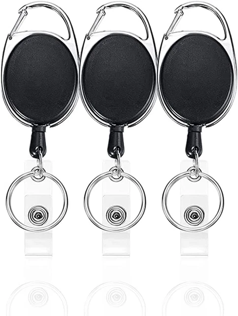 3 Belt Clip Key Retractable Badge Reel ID Card Holder Heavy Duty With Name