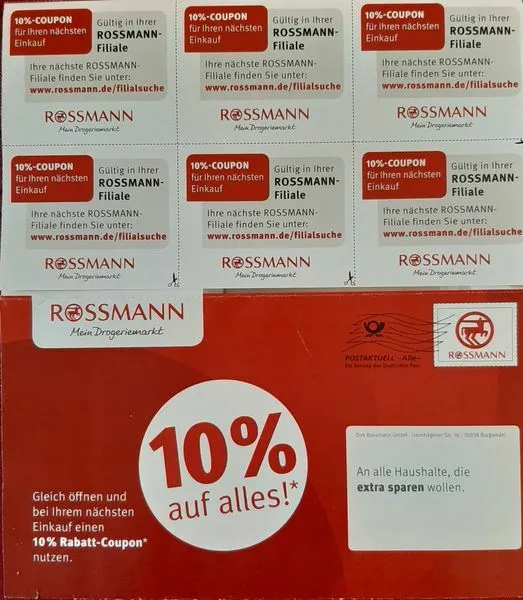 24 Stück 10 % Rossmann Coupons Gutscheine ggf. DM & Müller  30.06.2024