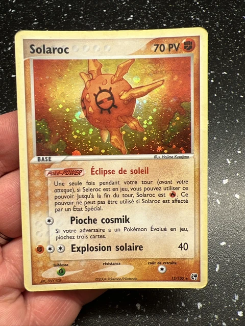 Pokemon Solaroc 13/100 Holo Card Ex French Sandstorm Vf fr Swirl