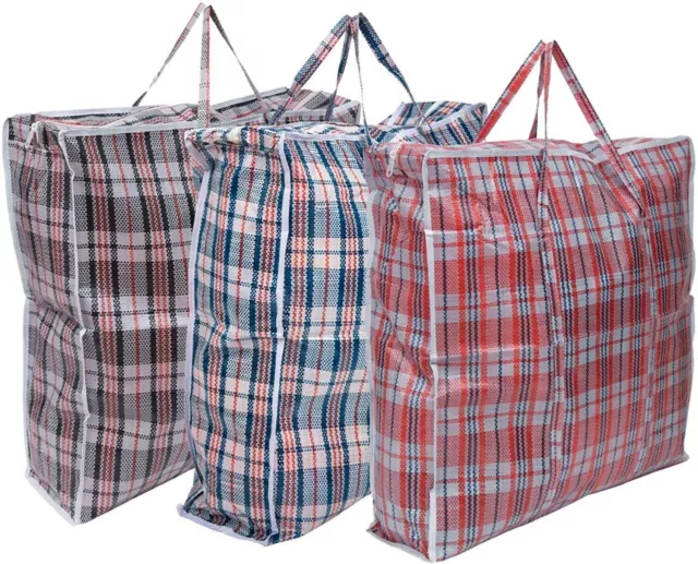 10x JUMBO LAUNDRY BAGS Zipped Reusable Large Strong Shopping Storage Bag Moving