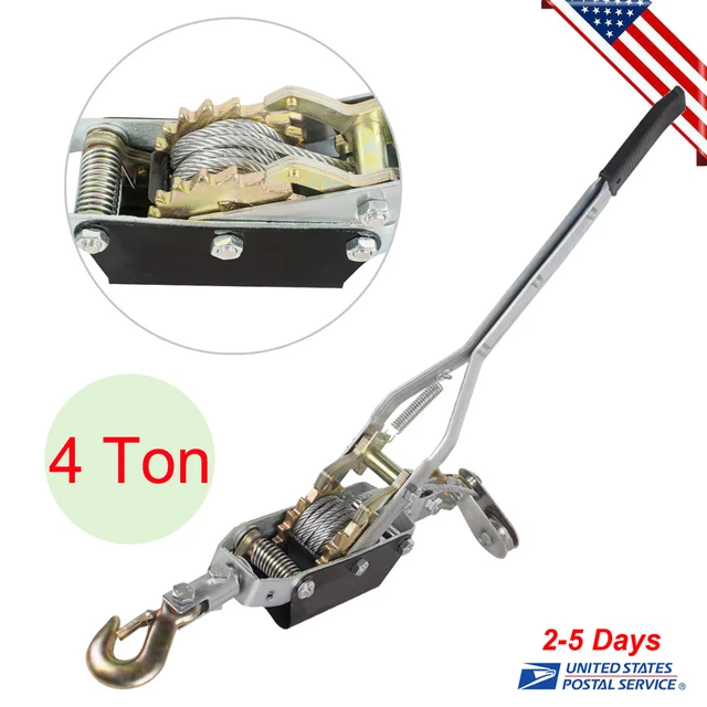 4Ton 8000lb Come Along Hoist Ratcheting Cable Winch Puller Crane in stock