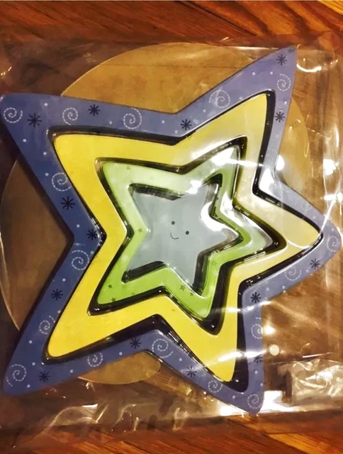 BABY BOY/GIRL NURSERY DECOR WOOD PLAQUE HANGING WALL ART Stars & Moon 5pc