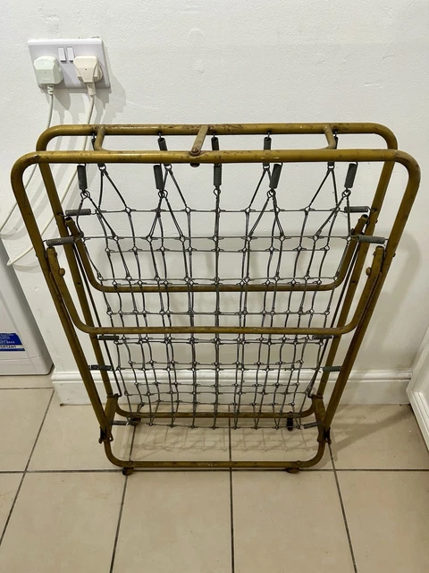 2X VINTAGE 1950S Folding Metal Guest Camp Bed Frames with Springs Space ...