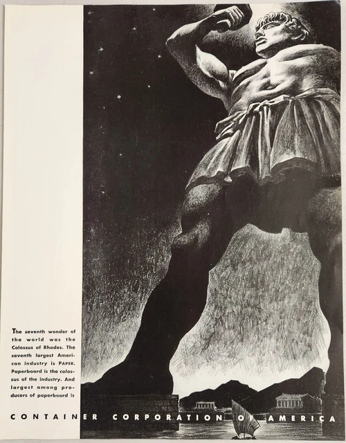 1936 Print Ad Container Corporation of America Paper Paperboard Colossus Rhodes