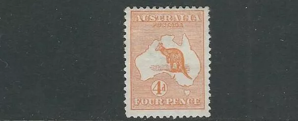AUSTRALIA 1913 KANGAROO (Scott 6 4d DIE II wmk wd cwn/wd A) F/VF MHR