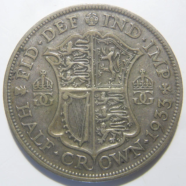 1933 Half-Crown 2/6 Coin 500 Silver King George V Great Britain