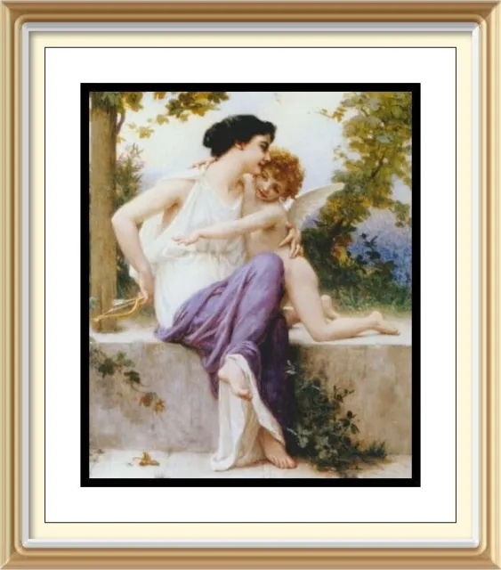 Kunstdruck von Seignac Romance God of Love Eros Amor Liebe unbewaffneter Engel Cherub