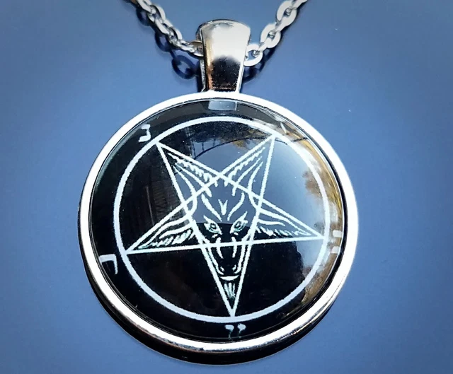 BAPHOMET NECKLACE, WHITE Inverted Pentagram, Sigil of Baphomet Pendant