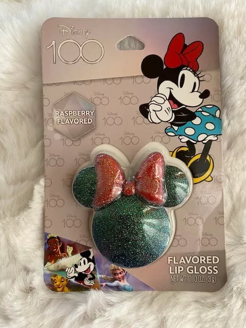 Disney 100 Minnie Mouse Lip Gloss, Raspberry Flavored, (0.10 oz)