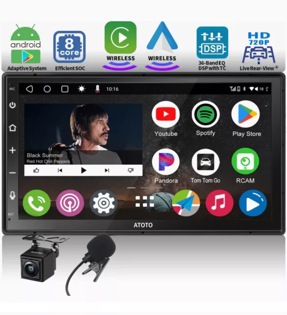 ATOTO A6 PF 7 Zoll QLED Touchscreen Android Doppel-DIN Autoradio, Wireless Carpl