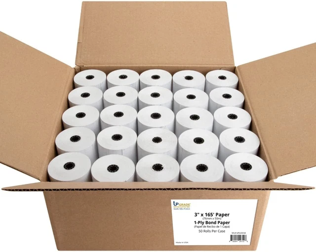 UPG4001B 1-Ply Bond Receipt Paper 3" X 165' (76 Mm X 50M)