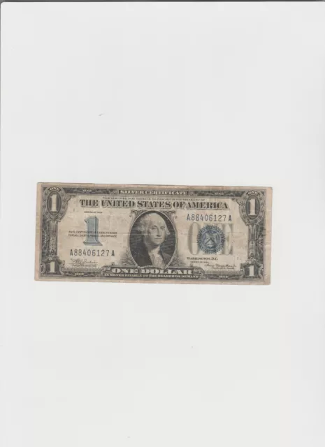 1934 $1 Funny Back Silver Certificate Blue Seal in Circulated condition