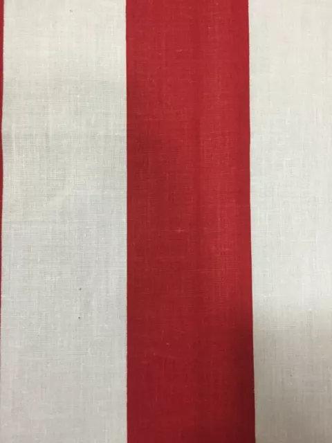 Red White Two Inch Striped Poly Cotton Fabric - 50 Yard Roll