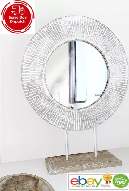Specchio toeletta decorativa accento - legno naturale bianco lavaggio shabby chic