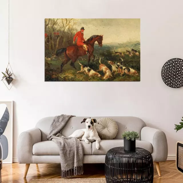 363592 Horseback Horse Fox Hunting Paint Vintage Art Decor Print Poster AU 2