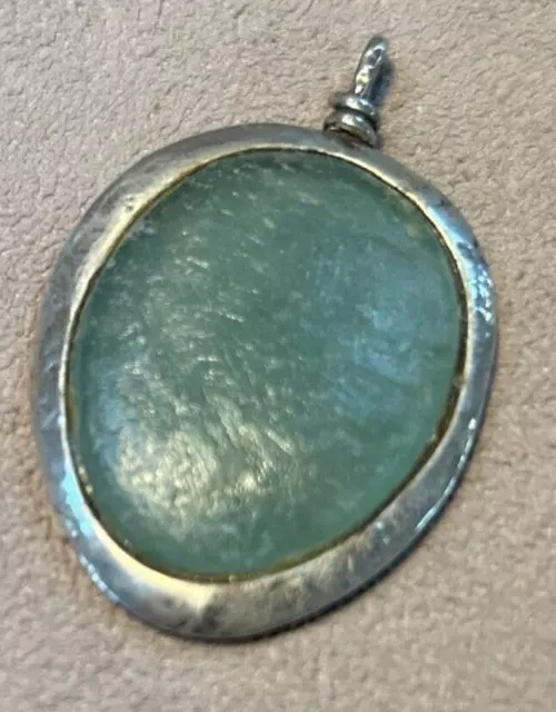 Sterling & Ancient Roman Glass Oval Pendant