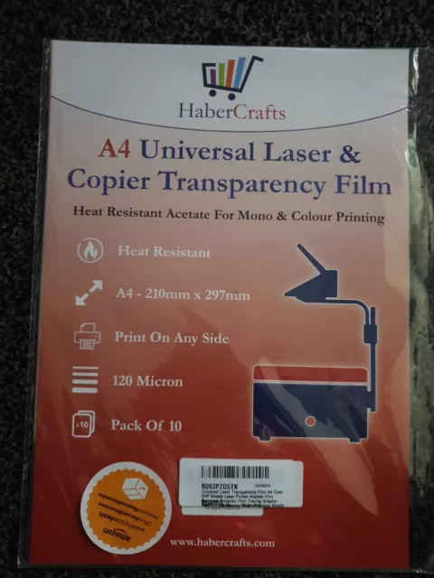 A4 Universal Laser & Copier Transparency Film pack of 10