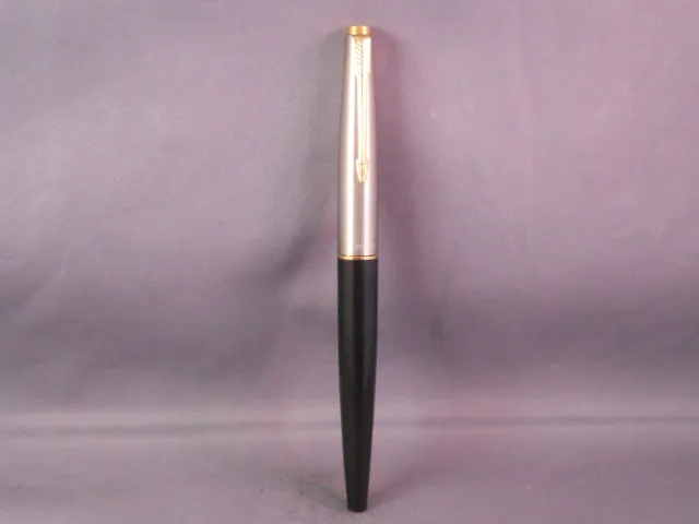 Parker Vintage 45 Cartridge Pen Gold Trim  black -steel nib--fine