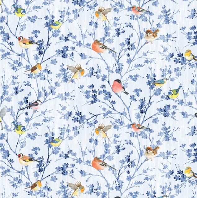Dolls House Wallpaper 1/12th 1/24th Birds Blue Garden Birds Quality Paper #813