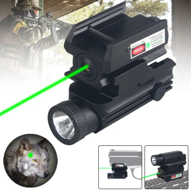Tactical LED Flashlight Green / Red Laser Sight For 20mm Rail Mini Pistol Glock